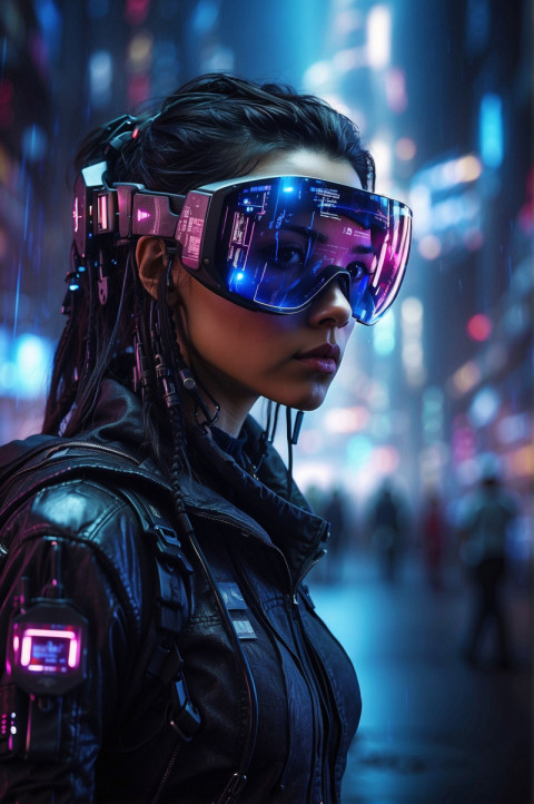 Illustration of a cyberpunk hacker in a virtual