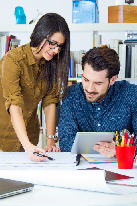 young architect team working at office