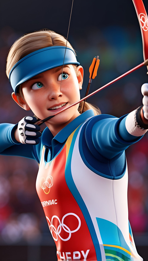 A 3D model of a female athlete for Archery Chil