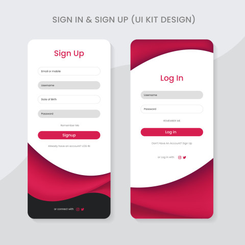 Sign In And Sign up page UI KIT Design